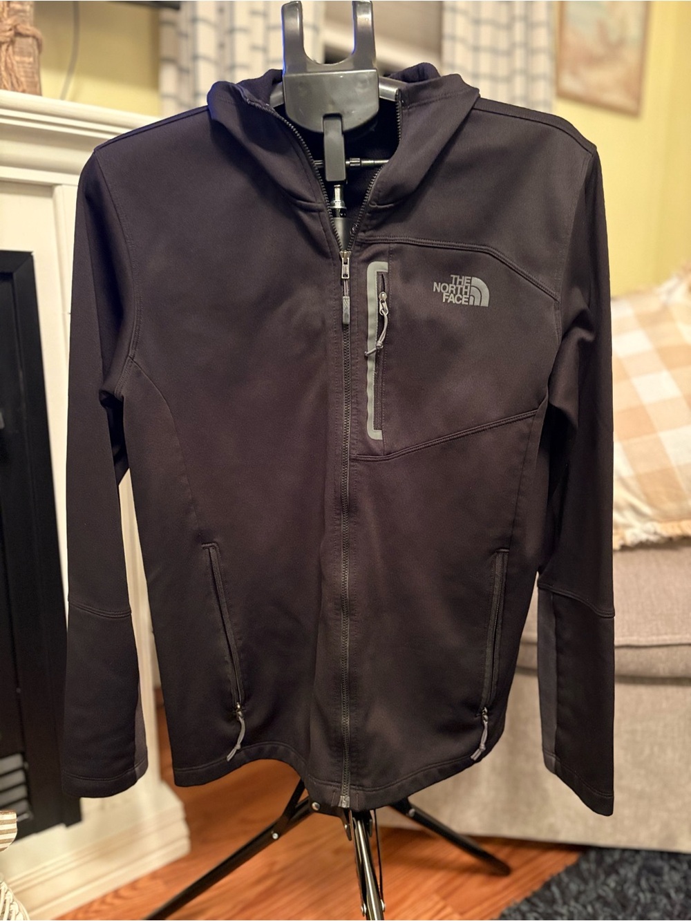 The North Face Kids Black Softshell Zip Jacket with Hood